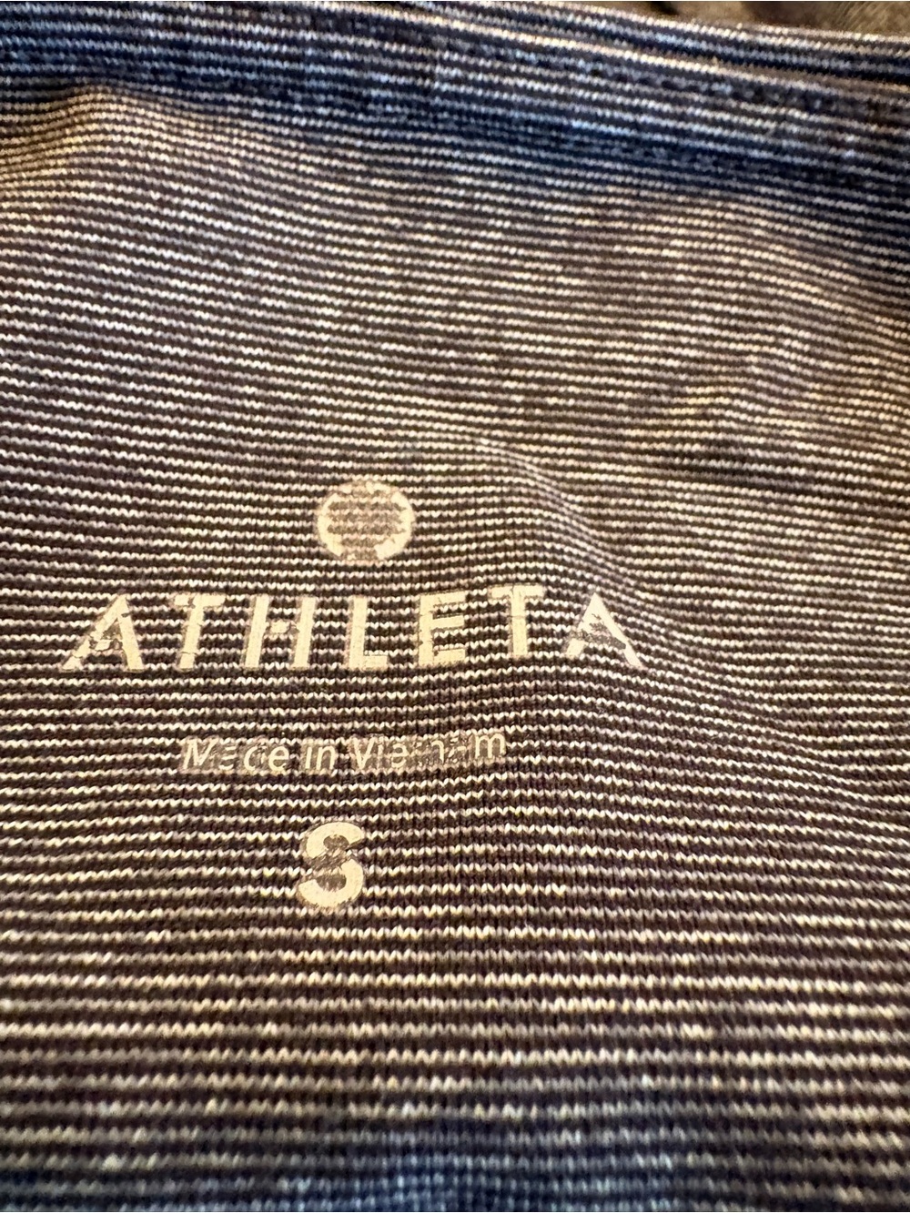 Athleta Navy and White Striped Active Tee